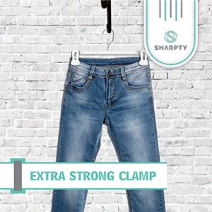 Sharpty Pant & Skirt Hangers - Closet Hangers for Shorts, Shirts, Jeans, Dresses, Slacks, Coats, Clothes, Clothing, Garments & More - Durable, Space Saving & Non-Slip, White - 25 Pack