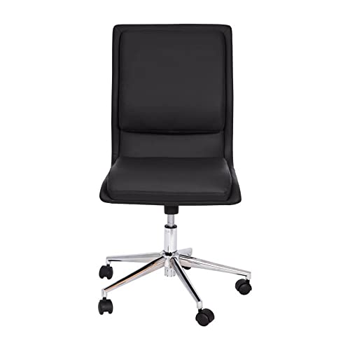 Flash Furniture Madigan Task Office Chair - Luxurious Black LeatherSoft Upholstery - Padded Mid-Back and Seat - Height Adjustable Chrome Base - Armless