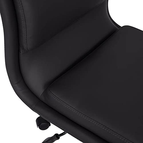 Flash Furniture Madigan Task Office Chair - Luxurious Black LeatherSoft Upholstery - Padded Mid-Back and Seat - Height Adjustable Chrome Base - Armless