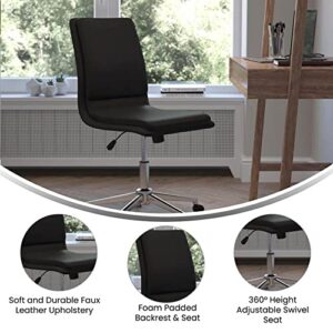 Flash Furniture Madigan Task Office Chair - Luxurious Black LeatherSoft Upholstery - Padded Mid-Back and Seat - Height Adjustable Chrome Base - Armless