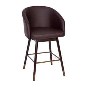 flash furniture margo commercial grade mid-back counter stool - black leathersoft upholstery - walnut finish beechwood legs with soft bronze accents - 26" barstool