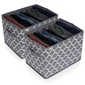 dabrosi wardrobe clothes organizer for folded clothes - pants organizer - jean organizer for closet (2 pack 6-grid large)