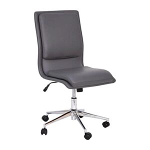 flash furniture madigan task office chair - luxurious gray leathersoft upholstery - padded mid-back and seat - height adjustable chrome base - armless
