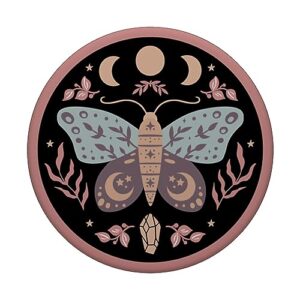 Celestial Boho Moth Witchy Folk Art Botanical Moon Phases PopSockets Standard PopGrip