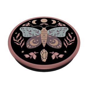 Celestial Boho Moth Witchy Folk Art Botanical Moon Phases PopSockets Standard PopGrip