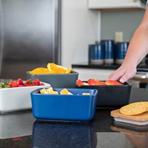 Nat & Jules Matte Black 6.5 x 4 Ceramic and Bamboo Butter Dish With Lid