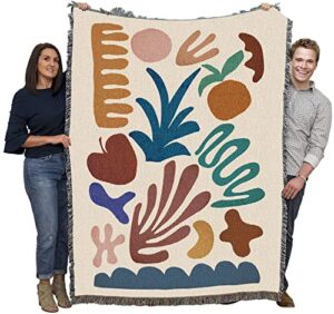 pure country weavers cutout shapes 1 blanket by jj design house - abstact art - gift tapestry throw woven from cotton - made in the usa (72x54)