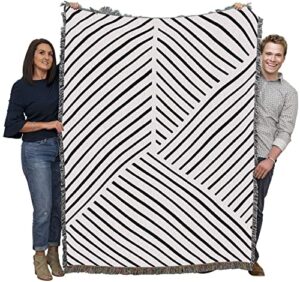 pure country weavers geometric lines 1 blanket by jj design house - gift tapestry throw woven from cotton - made in the usa (72x54)