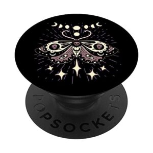 witchy luna moth moon phases goth occult wiccan insect lover popsockets swappable popgrip