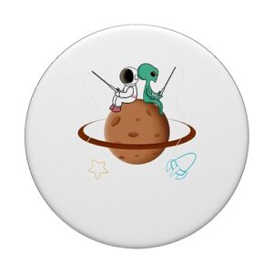 Astronaut Fishing With Alien PopSockets Standard PopGrip