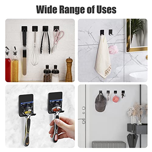 eoly Adhesive Hooks 3m Hooks, Wall Hooks Heavy Duty Holder Waterproof Stainless Steel Self Adhesive Hooks Kitchen Bathroom Shower Sticky Wall Hooks for Towel - 4 pcs with 2 Gift