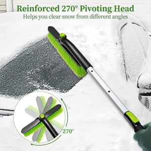 SEAAES 35 Inch Ice Scraper and Snow Brush for Car, Extendable Snow Scraper and Brush with Foam Grip for Windshield Window SUV Truck Vehicle