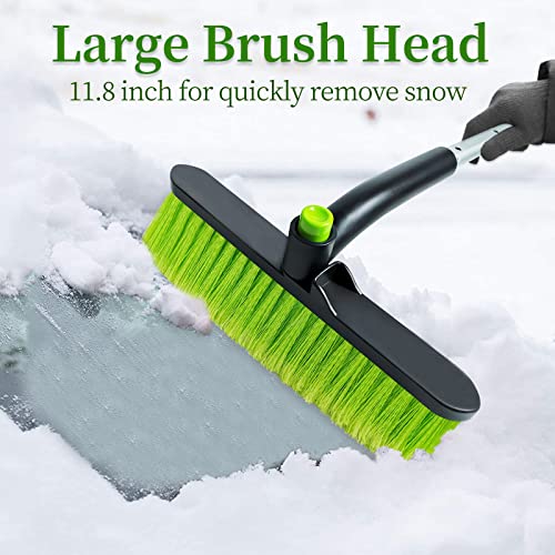 SEAAES 35 Inch Ice Scraper and Snow Brush for Car, Extendable Snow Scraper and Brush with Foam Grip for Windshield Window SUV Truck Vehicle