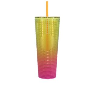 starbucks cold cup tumbler venti 24 oz summer 2022 (lemon pink gradient)