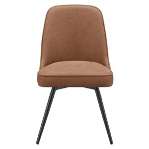 OSP Home Furnishings Penton Swivel Chair with Padded Seat and Black Legs 2-Pack for Dining or Home Office Use, Sand Brown Faux Leather