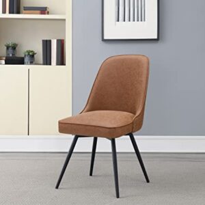 OSP Home Furnishings Penton Swivel Chair with Padded Seat and Black Legs 2-Pack for Dining or Home Office Use, Sand Brown Faux Leather