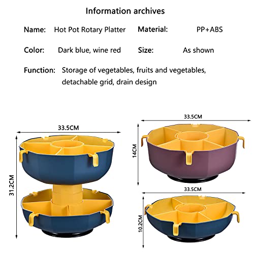 Vegetable Tray, Hot Pot Storage Tray, 360° Rotating Party Tray, Fruit Drain Basket, Fruit Trays for Serving for Party, for Storing Fruits and Vegetables