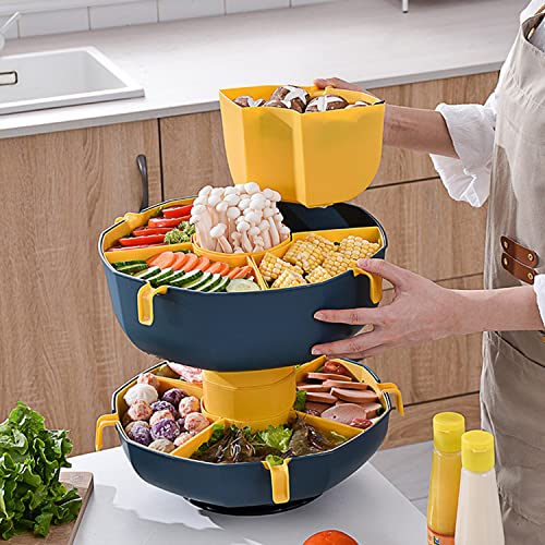 Vegetable Tray, Hot Pot Storage Tray, 360° Rotating Party Tray, Fruit Drain Basket, Fruit Trays for Serving for Party, for Storing Fruits and Vegetables