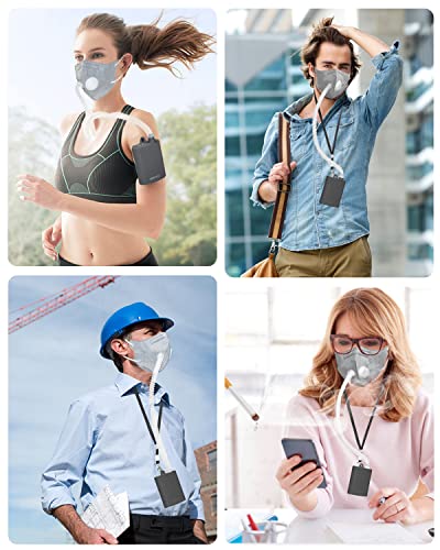 Reusable Electric Respirator,Portable Air Purifier With HEPA Filter For Outdoor Sports Working Dyspnea And So On (Set) (R18 Plus Grey)