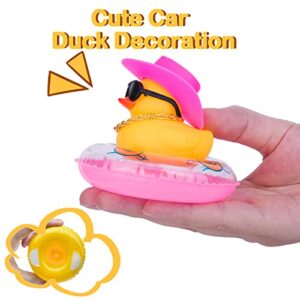 MuMyer Yellow Duck Car Dashboard Decorations Rubber Duck Car Ornaments for Car Dashboard Decoration Accessories with Mini Swim Ring Sun Hat Necklace and Sunglasses