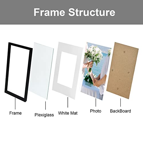 MecTo 11x14 Picture Frame without Mat Hanging Picture Frames to Display Pictures 8x10 with Mat Family Picture Frames Collage Wall Decor Document Certificate Frame (Black, 6 Pack)