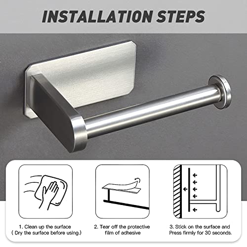 Toilet Paper Holder Stand Wall Mounted - MDHAND Self Adhesive Toilet Paper Holder, 304 Stainless Steel Toilet Paper Roll Holder for Bathroom Kitchen Washroom