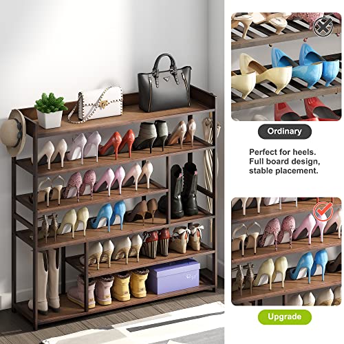 BMOSU Bamboo Tall Shoe Rack for Entryway Boots Free Standing Shoe Storage Organizer Large Capacity Shoe Shelf Garage 6 Tier Shoe Rack 24-25 Pairs for Hallway Closet Living Room Bedroom (Brown)