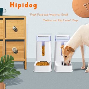 Automatic Cat Feeder and Water Dispenser in Set 2 Packs 1 Gallon for Small Medium Big Dog Pets Puppy Kitten (White)