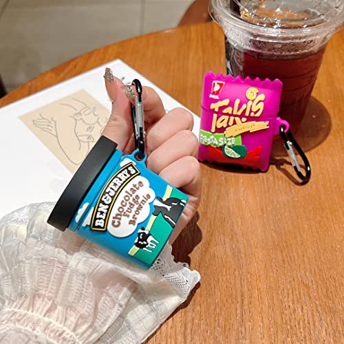 【2 Pack】 TYOROY 3D Cute Cow Icecream&Potato Chips Case for Airpod 2/1,3D Vivid Food Airpods 2 Case,Kids Teens Boys Girls Women Lovely Case with Keychain Kits for Airpod 1&2 Case