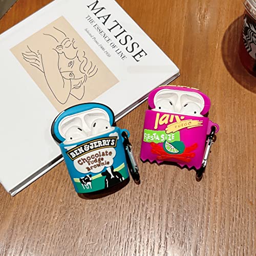 【2 Pack】 TYOROY 3D Cute Cow Icecream&Potato Chips Case for Airpod 2/1,3D Vivid Food Airpods 2 Case,Kids Teens Boys Girls Women Lovely Case with Keychain Kits for Airpod 1&2 Case