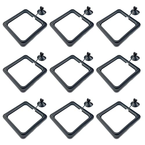 Miokun 9 Pack Aquarium Fish Feeding Ring Floating Food Feeder with Suction Cup, Black