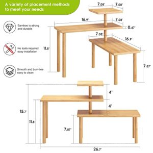 BMOSU Kitchen Corner Shelf Countertop Organizer Adjustable Spice Rack Corner Display Rack Shelf Cabinet Corner Rack 3 Tier Storage Organization Bamboo for Kitchen Bathroom Office Counter Shelves