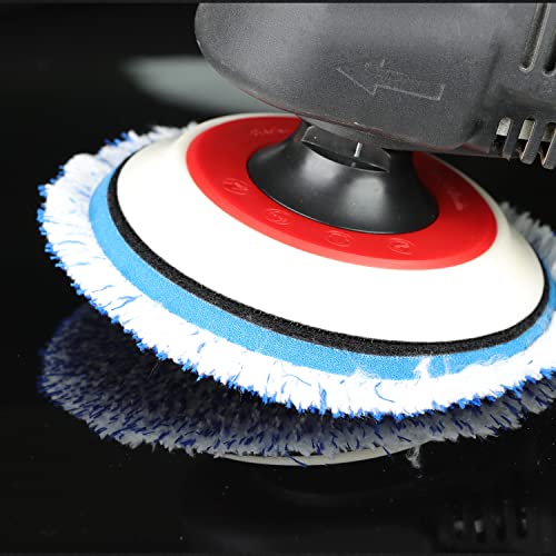 Polishing Pad 6Inch 5 pcs150mm Orbital Buffer Polisher Pad Wool Microfiber Buffing Pads car Detailing kit, Foam applicator Pad for Compounding, Polishing and Waxing, for 6''Backing Plate Car Polisher