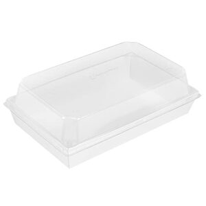 Restaurantware Matsuri Vision Rectangle White Paper Medium Sushi Tray - 8" x 5" x 1 1/2" - 100 count box