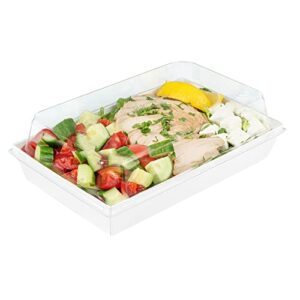 Restaurantware Matsuri Vision Rectangle White Paper Medium Sushi Tray - 8" x 5" x 1 1/2" - 100 count box