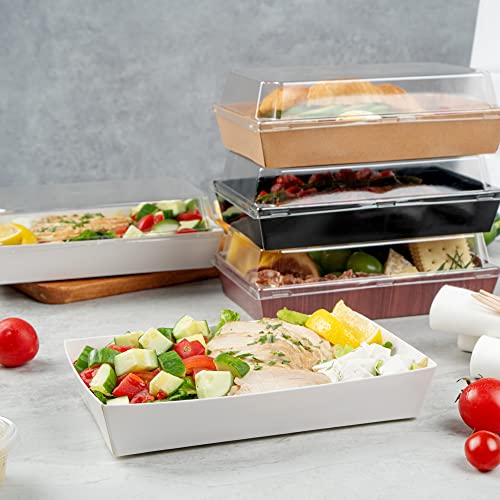 Restaurantware Matsuri Vision Rectangle White Paper Medium Sushi Tray - 8" x 5" x 1 1/2" - 100 count box