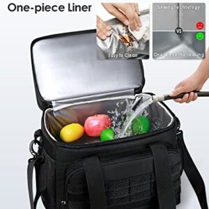 TACTICISM Double Deck Lunch Box for Men 38 Cans Tactical MOllE Lunch Bag, Up to 12 Hours Insulated lunchbox, Large Soft Leakproof Lunch Cooler Adult, for Work Camping Fishing Hiking, Black