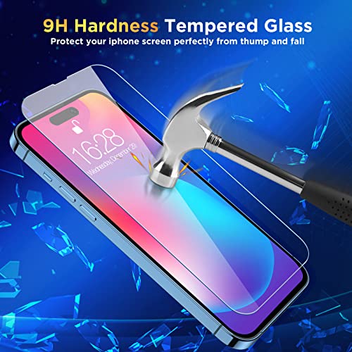 NatuBeau 3 Pack Screen Protector for iPhone 14 Pro Max 6.7" with 3 Pack Camera Lens Protector, HD Clear Tempered Glass iPhone 14 Pro Max Screen Protector, 9H Hardness, Scratch Resistant, Easy Install, Bubble Free, Case Friendly