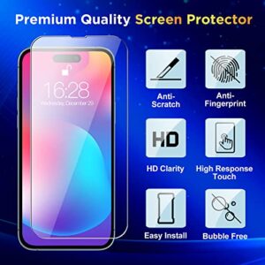 NatuBeau 3 Pack Screen Protector for iPhone 14 Pro Max 6.7" with 3 Pack Camera Lens Protector, HD Clear Tempered Glass iPhone 14 Pro Max Screen Protector, 9H Hardness, Scratch Resistant, Easy Install, Bubble Free, Case Friendly