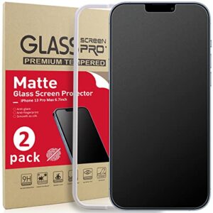 ambison 2 pack matte glass screen protector compatible for iphone 13 pro max 6.7inch no bubbles high definition anti-glare & fingerprint/install frame/iphone 2021