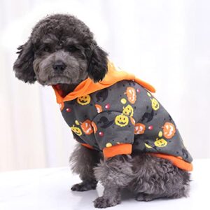 Dog Pumpkin Costume Halloween Sweater Clothes Cosplay Outfits Clothes for Fleece Hoodie Cooper