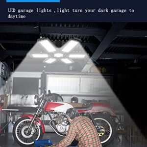 YIBEYYDS Garage Light 2 Pack,185W 18500LM 6500K LED Garage Light Garage Lights Ceiling LED with 6+1 Adjustable Panels,LED Garage Ceiling Lights Support E26/E27 for Garage,Barn,Workshop,Basement