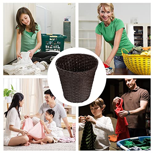 Healeved Waste Basket Garbage Can for Bedroom Bathroom Laundry Basket Household Waste Paper Basket Woven Storage Basket Office Basket Wicker Hamper