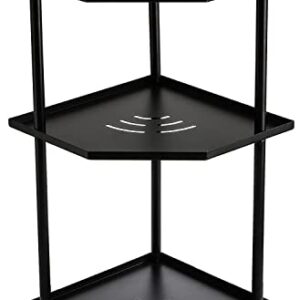 Nicunom 3-Tier Kitchen Corner Organizer Shelf, Countertop Storage Rack, Under Sink Organizers, Pots and Pans Organizer for Cabinet, Bathroom Countertop Organizer, Black