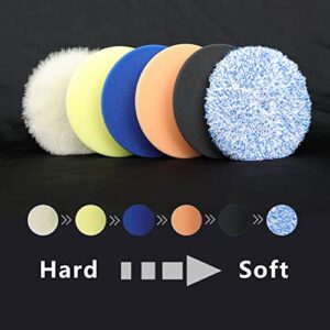 CAR ROAD Buffer Pads Polishing Pads, 6PCs 6 Inch Buffing Pads for 5 Inch 130mm Backing Plate Buffing Sponge Pads Buffing Pads 6 inch Car Polishing Kit Buffer Polisher Compounding, Polishing & Waxing