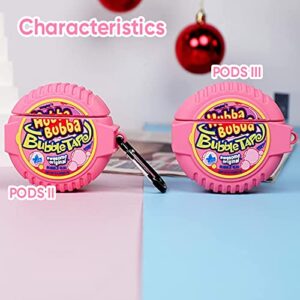 EYST Airpod 2/1 Silicone Case, Soft 3D Cartoon Fashion Cute Cool Design Shockproof Protective Air Pods Cover Kids Girls Women Funny Headphone Fun Unique Keychain Cases for AirPods 2&1, PINK GUM