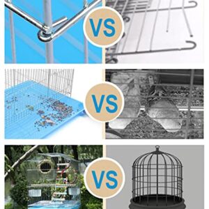 Parakeet Bird Cage, Wire Birdcage Hanging Bird House with Bird Feeder Waterer and Stand, Bird House Accessories for Budgie Parakeets Finches Canaries Lovebirds Small Parrots Cockatiels