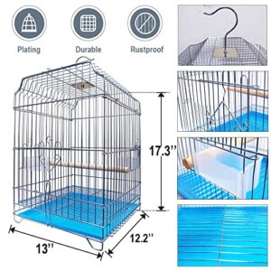 Parakeet Bird Cage, Wire Birdcage Hanging Bird House with Bird Feeder Waterer and Stand, Bird House Accessories for Budgie Parakeets Finches Canaries Lovebirds Small Parrots Cockatiels