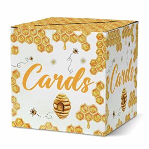 lesixur 8”card box, bumble bee cards receiving box, for birthday, wedding, bridal or baby shower, engagement, retirements, graduation, money box holder, party favor, decorations, 1 pte (cabox010
