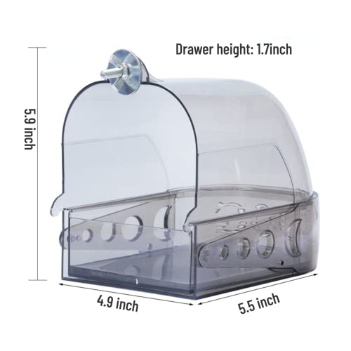 Bird Bath Cage, Cleaning Pet Supplies Cockatiel Bird Clear Bathtub with Bottom Drawer for Little Bird Parrots Spacious Parakeets Portable Shower for Most Birdcage